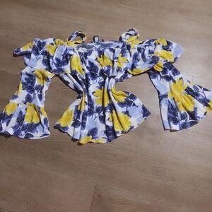 INC International Concepts Yellow and Blue Floral Top